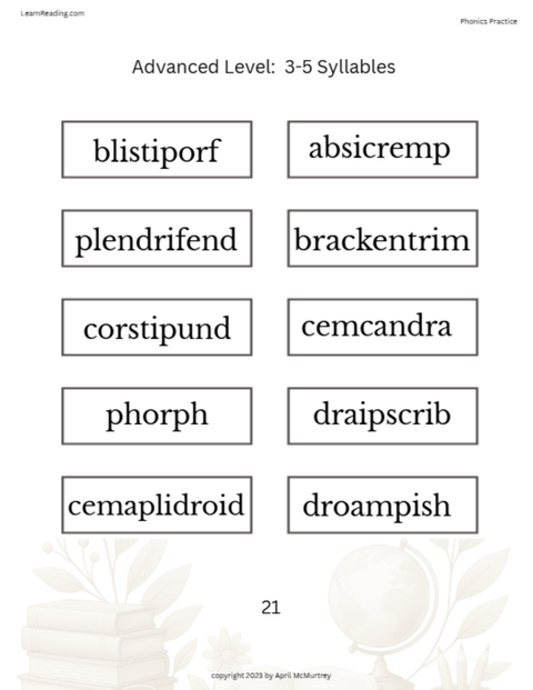 Advanced Phonics Packet