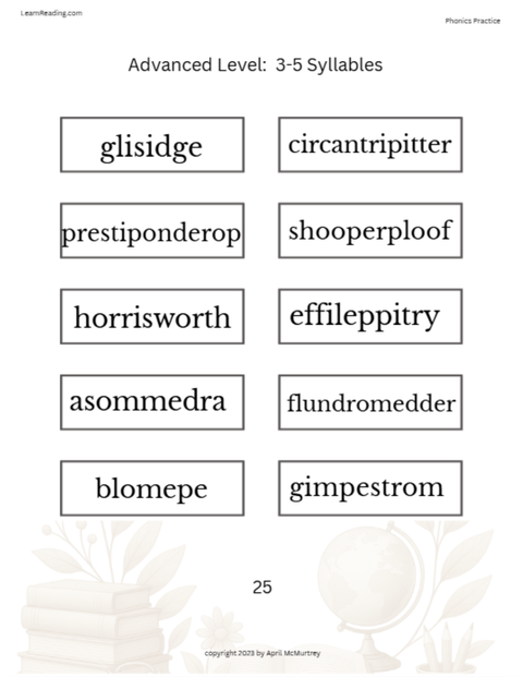 Advanced Phonics Packet