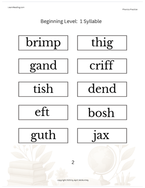 Beginning Phonics Packet