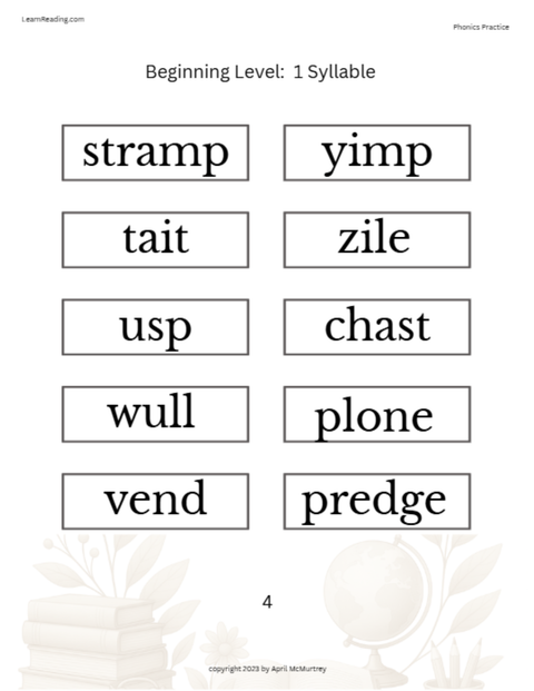 Beginning-Intermediate-Advanced Phonics Packet