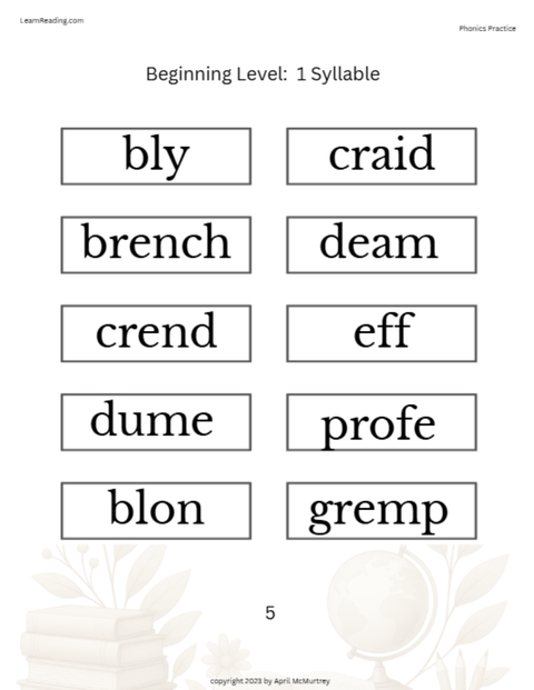 Beginning Phonics Packet