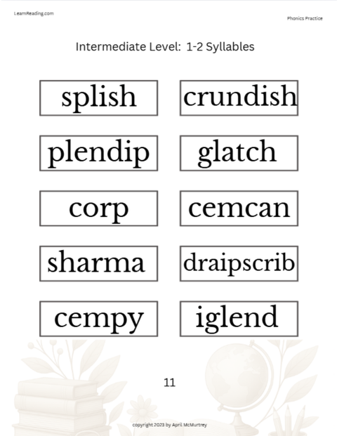 Intermediate Phonics Packet