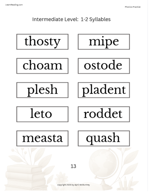 Intermediate Phonics Packet