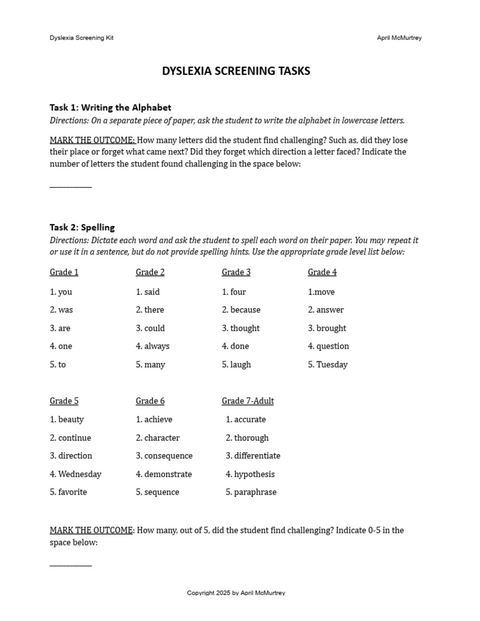 Learn Reading Workbook 1 + Dyslexia Screening Kit